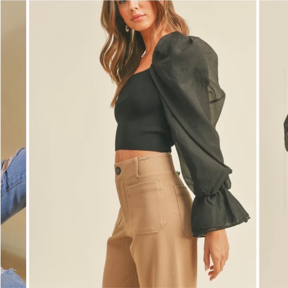 NWT Miou Muse - puff sleeve crop